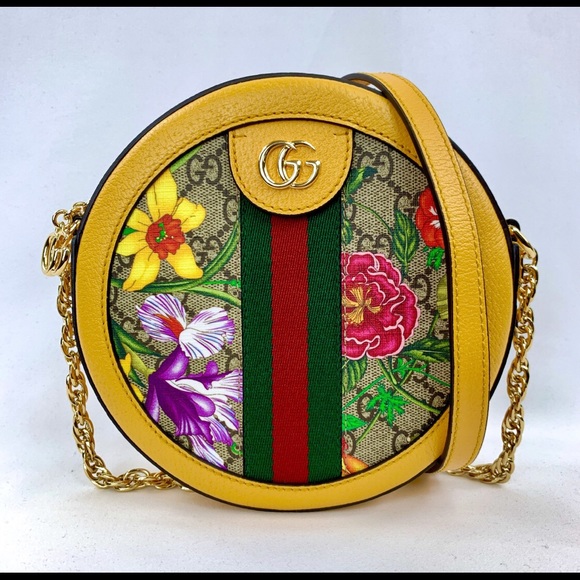 Gucci Handbags - Gucci Ophidia Round Crossbody in Yellow